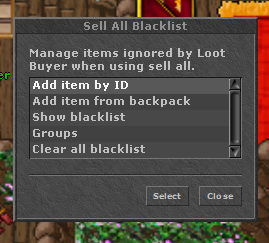 Modal Sell All Blacklist